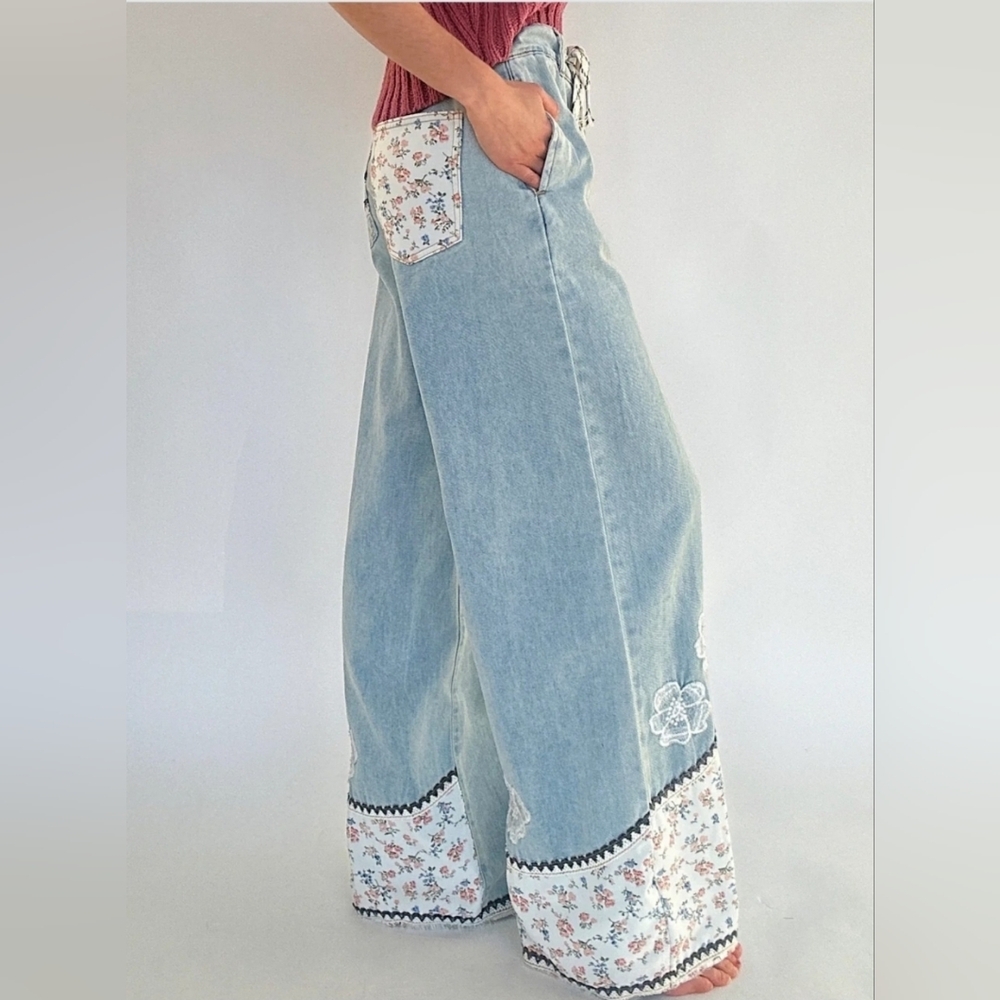 POL Alexa Floral Denim Pants size Small - Picture 2 of 11